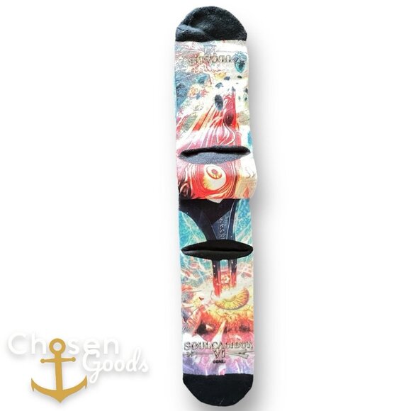 Soul Calibur VI Video Game Crew Socks 1 Pair Adult Size 10-13 Bandai Bioworld - Picture 3 of 5